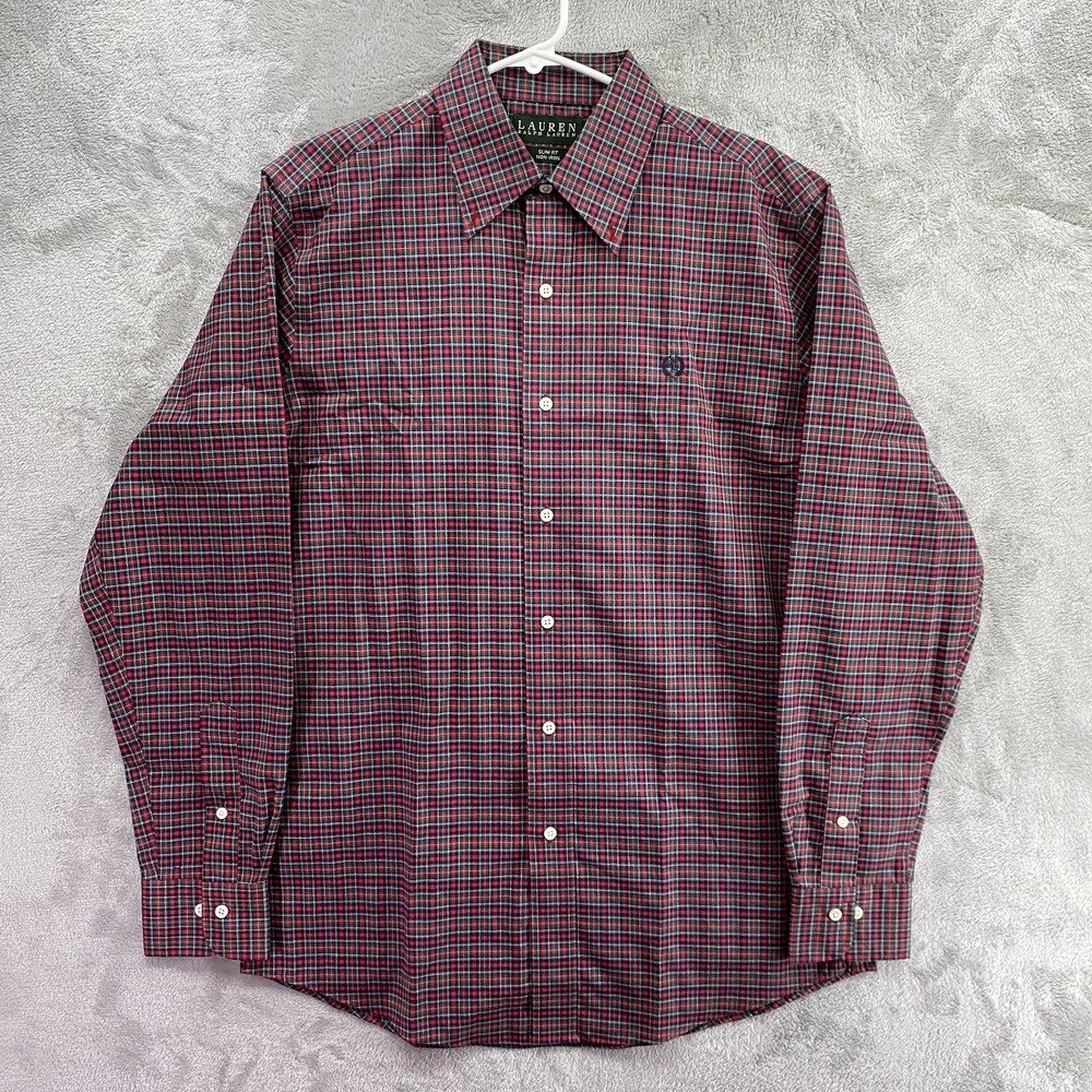 Lauren Ralph Lauren Tartan Plaid Shirt Men's M 15.5 35 Slim Fit Non Iron